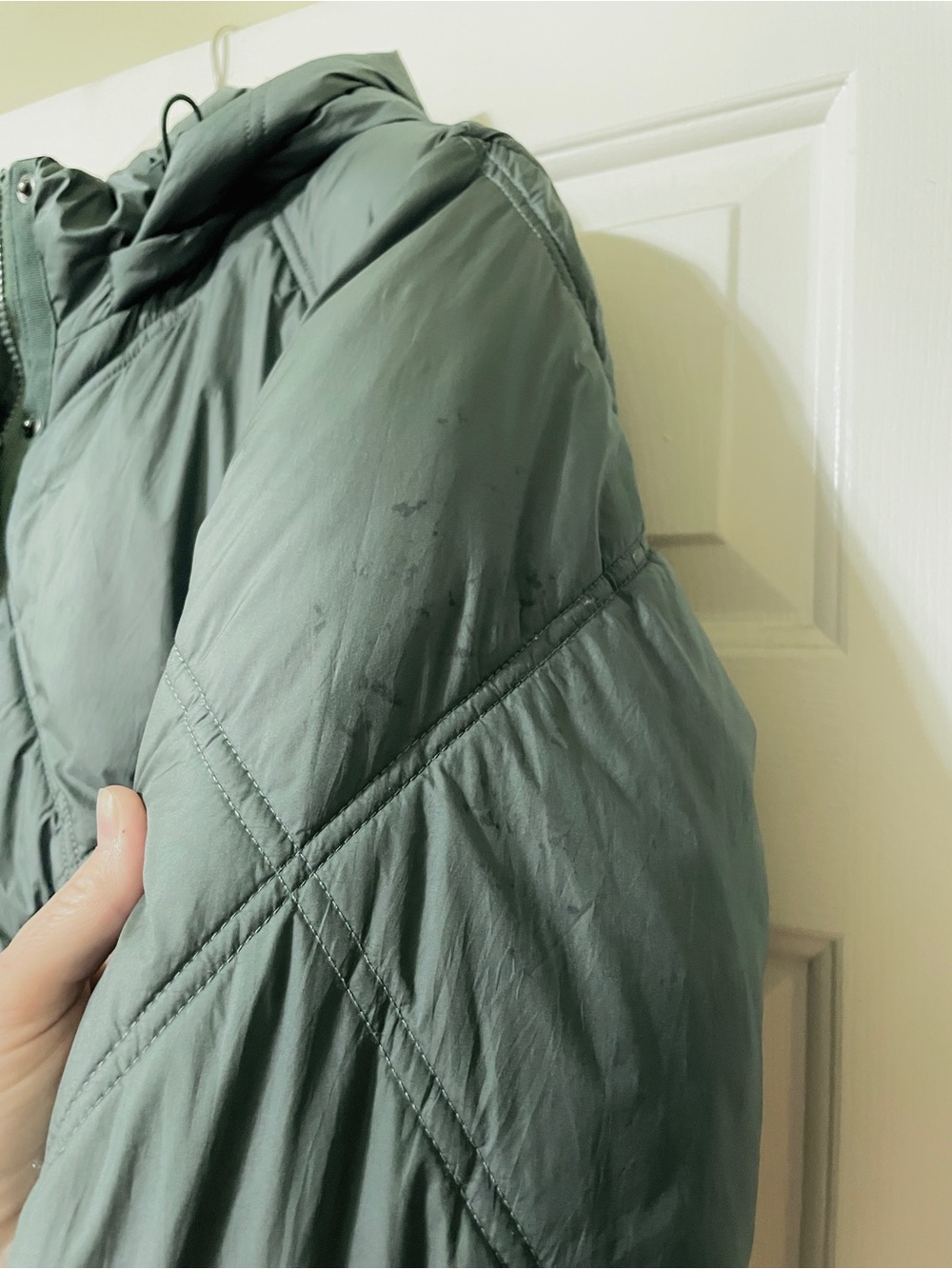 MOTHER Diamond-Quilt Hooded Puffer Jacket Cotton On The mother Puffer Green Med - Picture 5 of 10